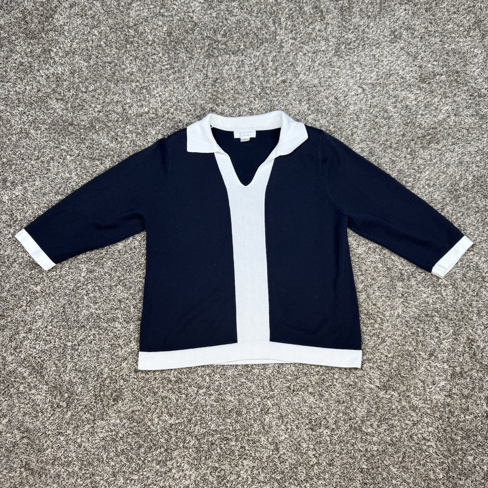 Women’s Christopher Banks Black‎ and White Blouse Collared Size Small